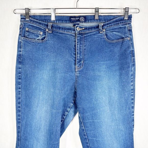 Venezia Plus Size 20 Jeans Blue‎ Denim Wide Straight Cotton Stretch Solid 683 - Picture 4 of 8